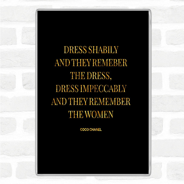 Black Gold Coco Chanel Dress Quote Jumbo Fridge Magnet