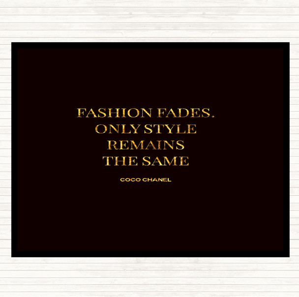 Black Gold Coco Chanel Fashion Fades Quote Dinner Table Placemat