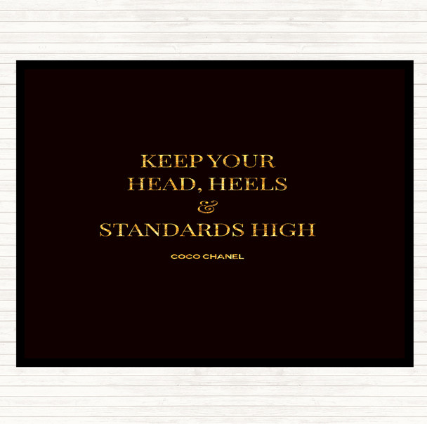 Black Gold Coco Chanel High Standard & Heels Quote Dinner Table Placemat