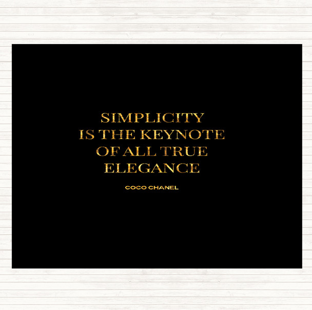 Black Gold Coco Chanel Simplicity Quote Dinner Table Placemat