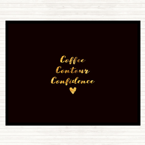Black Gold Coffee Contour Confidence Quote Mouse Mat Pad