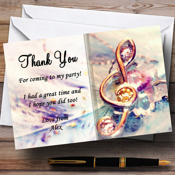 Music Treble Clef Personalised Party Thank You Cards