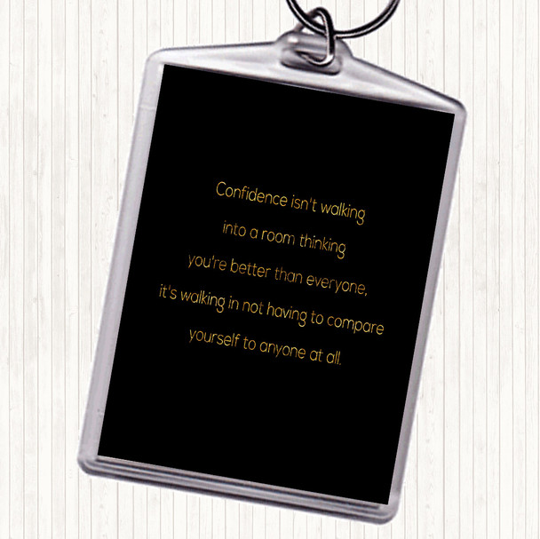 Black Gold Confidence Quote Bag Tag Keychain Keyring