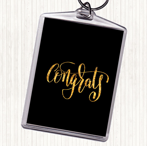Black Gold Congratulations Quote Bag Tag Keychain Keyring