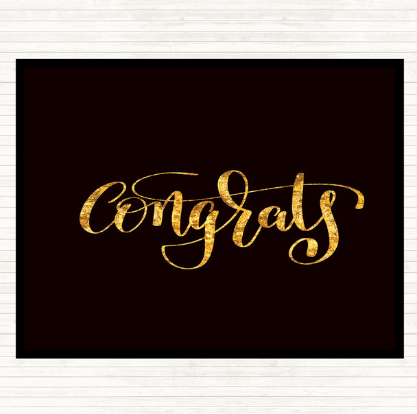 Black Gold Congratulations Quote Mouse Mat Pad