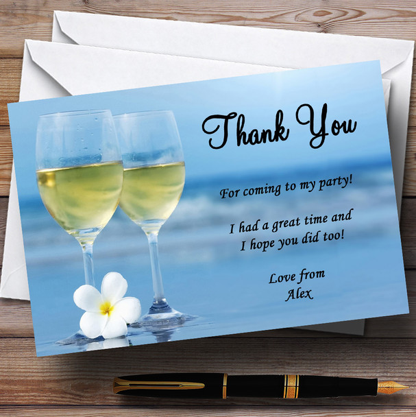 Wine On e Beach Personalised Party Thank You Cards