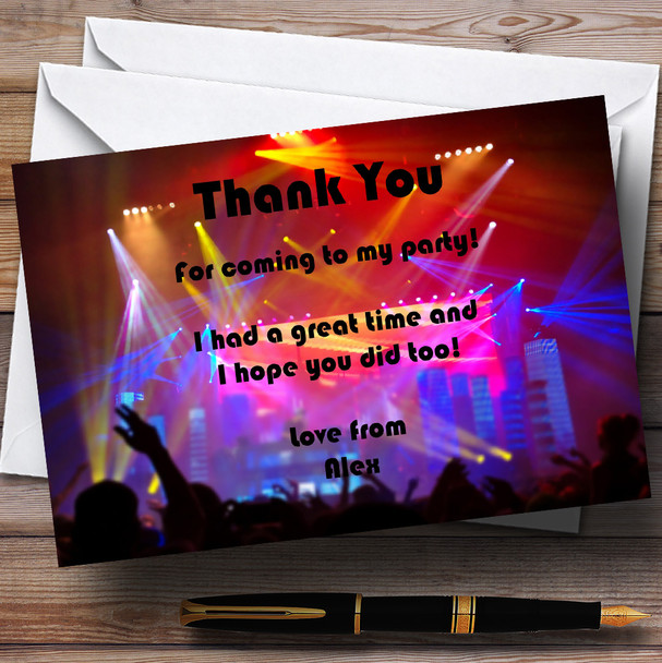 Disco Laser Lights Personalised Party Thank You Cards