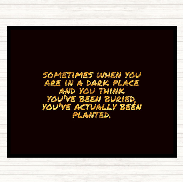 Black Gold Dark Place Quote Dinner Table Placemat