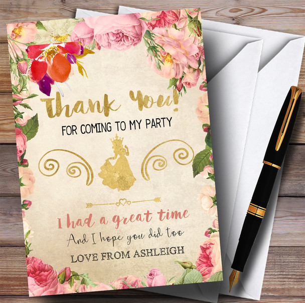 Autumn Gold Princess Party Thank You Cards