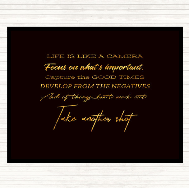 Black Gold Develop From Negatives Quote Dinner Table Placemat