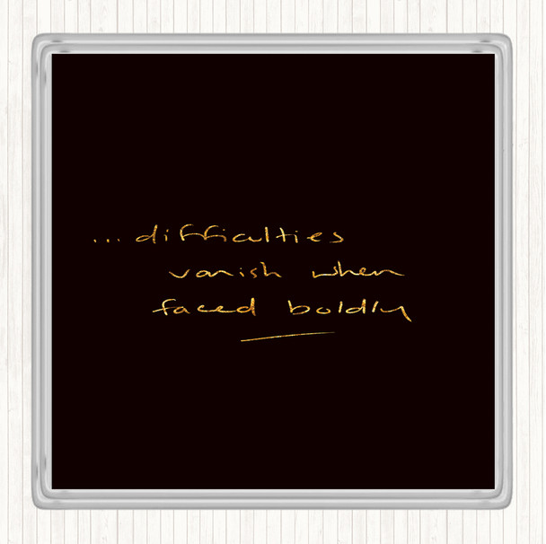Black Gold Difficulties Quote Drinks Mat Coaster