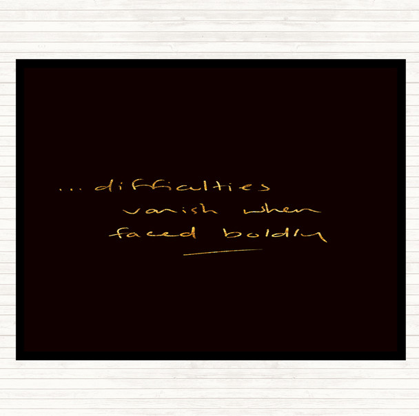 Black Gold Difficulties Quote Mouse Mat Pad