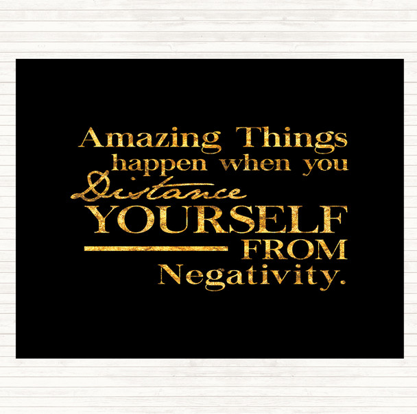 Black Gold Distance Yourself From Negativity Quote Mouse Mat Pad