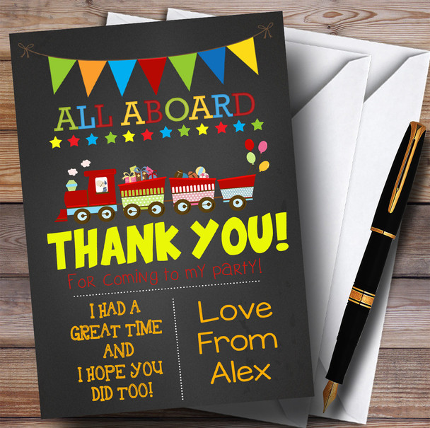 Chalk Bunting Red Train Party Thank You Cards