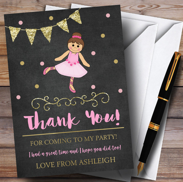 Chalk Gold Girls Ballerina Ballet Party Thank You Cards