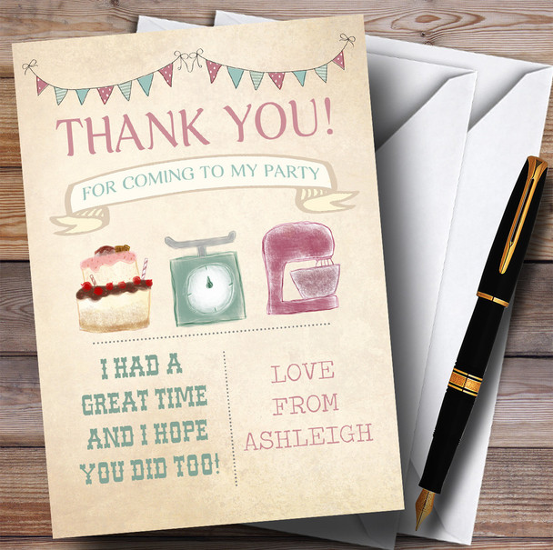 Girls Baking Cooking Party Thank You Cards