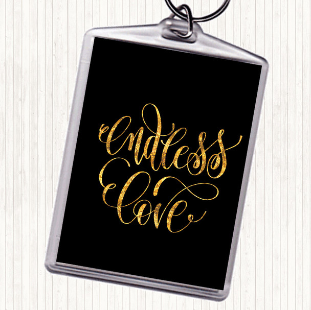 Black Gold Endless Love Quote Bag Tag Keychain Keyring