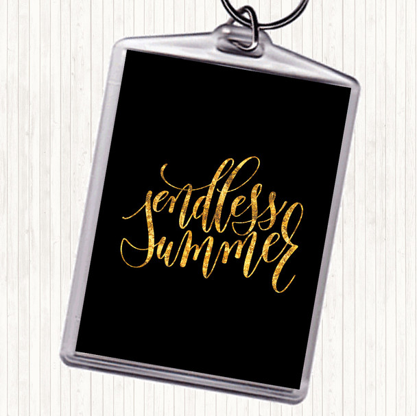 Black Gold Endless Summer Quote Bag Tag Keychain Keyring