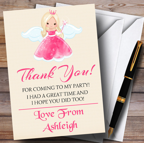 Pink Fairy Princess Party Thank You Cards