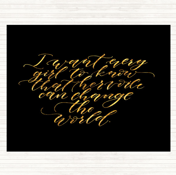 Black Gold Every Girl Quote Mouse Mat Pad