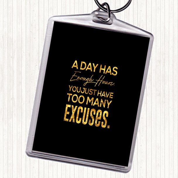 Black Gold Excuses Quote Bag Tag Keychain Keyring