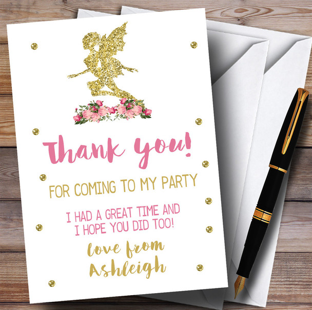Pretty Pink Floral Fairy Party Thank You Cards