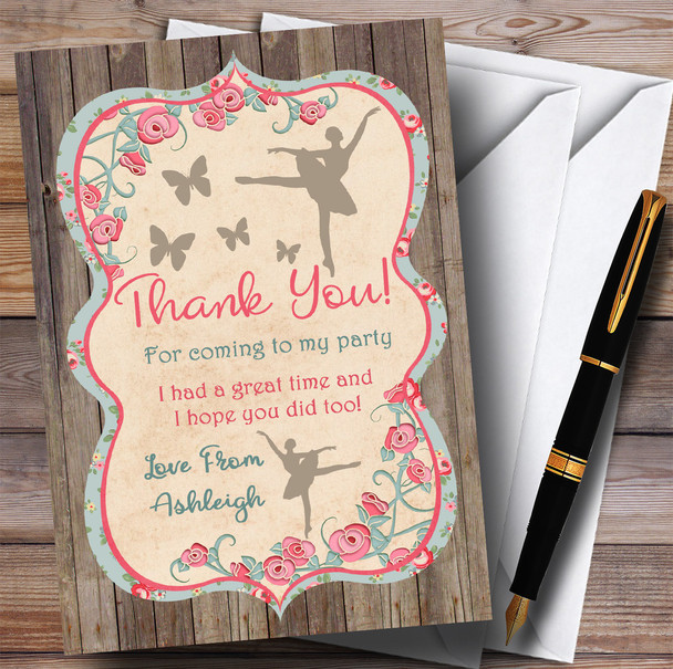 Shabby Chic Woodland Ballerina Ballet Party Thank You Cards