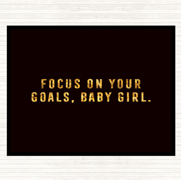 Black Gold Focus On Your Goals Quote Mouse Mat Pad