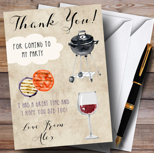 Vintage Watercolour BBQ Party Thank You Cards