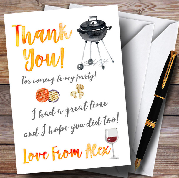 Watercolour BBQ Party Thank You Cards