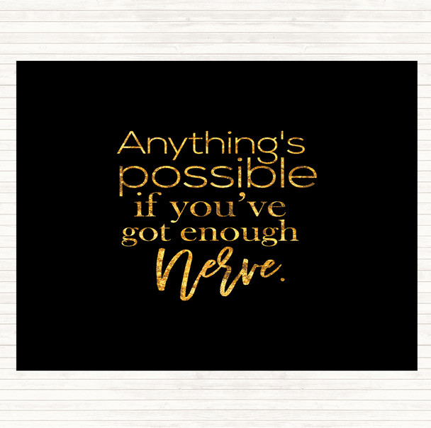 Black Gold Anything's Possible Quote Dinner Table Placemat