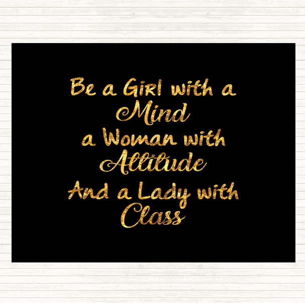 Black Gold Girl With A Mind Quote Dinner Table Placemat