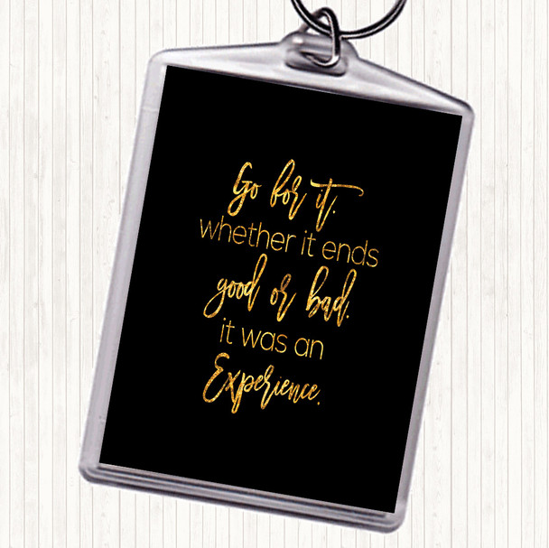 Black Gold Go For It Quote Bag Tag Keychain Keyring