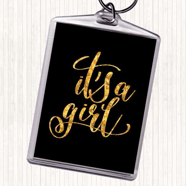 Black Gold A Girl Quote Bag Tag Keychain Keyring