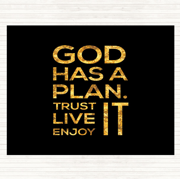 Black Gold God Has A Plan Quote Mouse Mat Pad