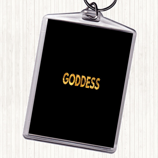 Black Gold Goddess Quote Bag Tag Keychain Keyring