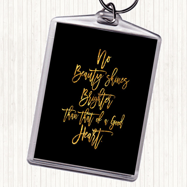 Black Gold Good Heart Quote Bag Tag Keychain Keyring
