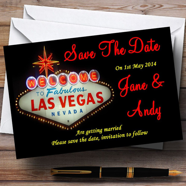 Las Vegas Sign Fabulous Personalised Wedding Save The Date Cards