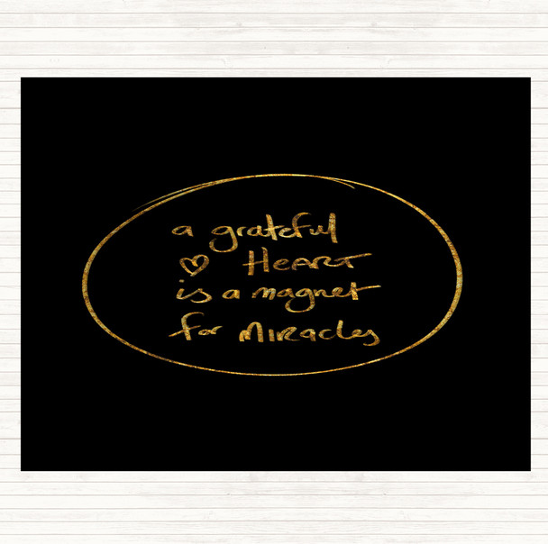 Black Gold Grateful Heart Quote Mouse Mat Pad