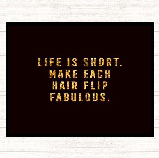 Black Gold Hair Flip Fabulous Quote Mouse Mat Pad