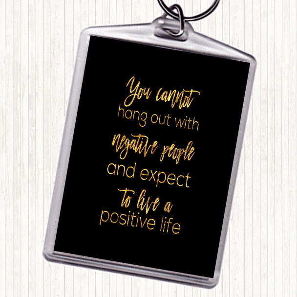 Black Gold Hang Out Quote Bag Tag Keychain Keyring