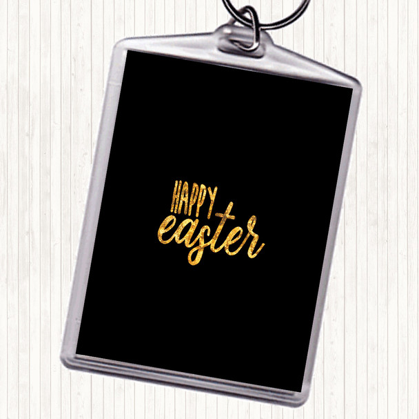 Black Gold Happy Easter Quote Bag Tag Keychain Keyring