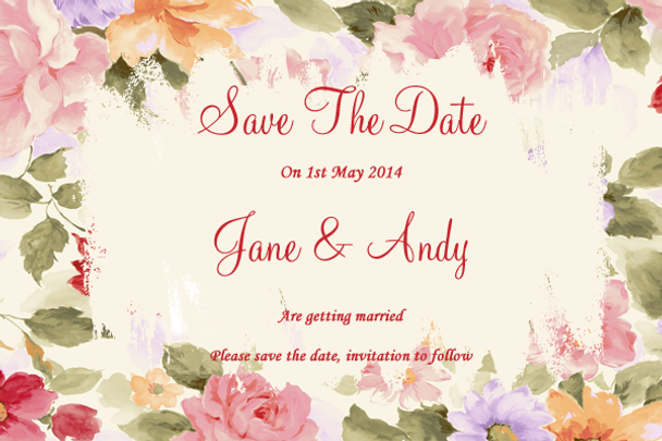 Vintage Garden Floral Personalised Wedding Save The Date Cards