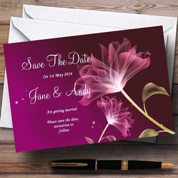 Purple Flower Stunning Personalised Wedding Save The Date Cards