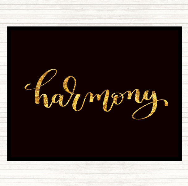 Black Gold Harmony Quote Dinner Table Placemat