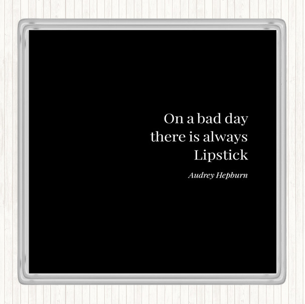 Black White Audrey Hepburn Lipstick Quote Drinks Mat Coaster