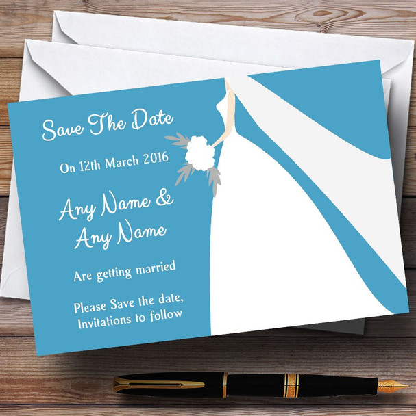 Turquoise Bride Personalised Wedding Save The Date Cards