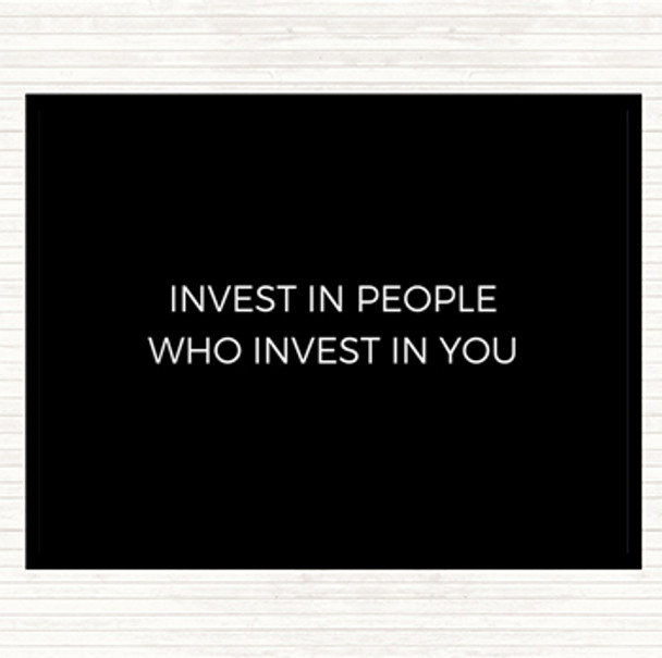 Black White Invest In People Quote Dinner Table Placemat