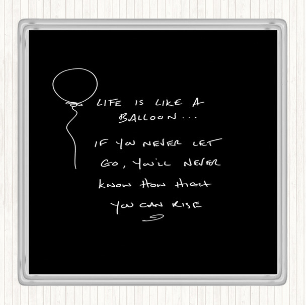 Black White Balloon Quote Drinks Mat Coaster