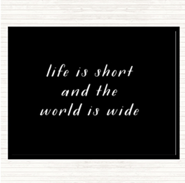 Black White Life Is Short Quote Mouse Mat Pad